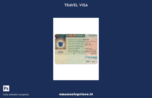 modello di visto di viaggio per la Lituania in stile verificato